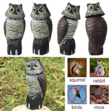 Realistic Fake Owl Decoy with Rotating Head for Garden Yard Outdoor Bird Deterrent Owl Sculpture Birds Repellent Pest Control