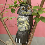 Realistic Fake Owl Decoy with Rotating Head for Garden Yard Outdoor Bird Deterrent Owl Sculpture Birds Repellent Pest Control