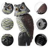 Realistic Fake Owl Decoy with Rotating Head for Garden Yard Outdoor Bird Deterrent Owl Sculpture Birds Repellent Pest Control